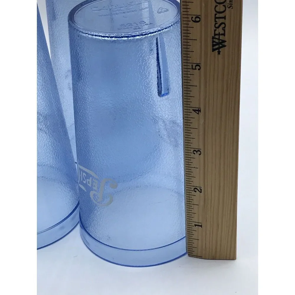SET OF 3‎ ACRYLIC LIGHT BLUE PEPSI DRINKING TUMBLERS WHITE LOGO HOLDS 16 OZS